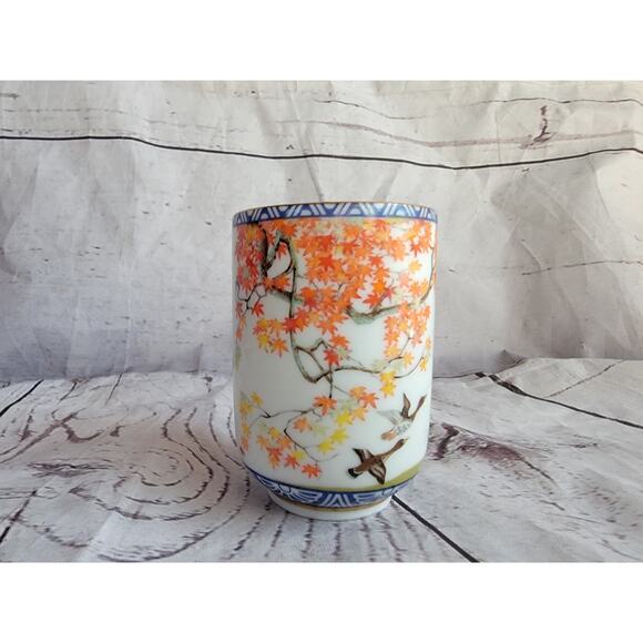 Franklin Mint Kinuko Yamabe Limited Edition Sake Cup Birds Japan Mallard Fall - Picture 1 of 7